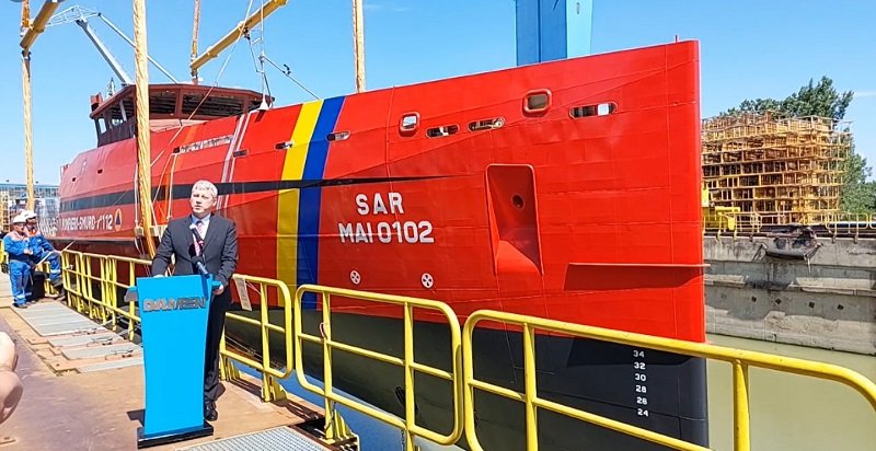 IGSU. Lansarea la apă a primei nave multirol de căutare și salvare pe mare