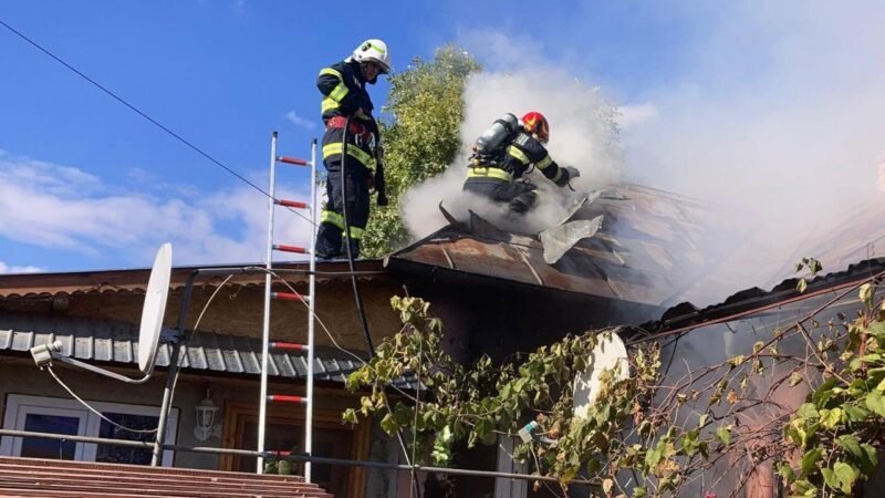 (FOTO) Incendiu puternic la o casă din județul Tulcea