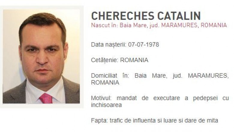 Cătălin Cherecheș, condamnat la cinci ani de închisoare cu executare pentru luare de mită, este de negăsit! A fost dat în urmărire generală