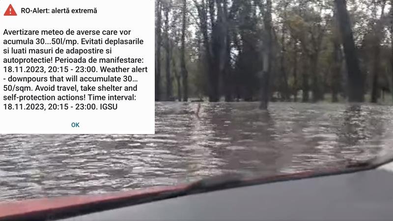 Cod roșu de ploi în municipiul Constanța și alte patru localități – constănțenii alertați prin mesaj RO-ALERT