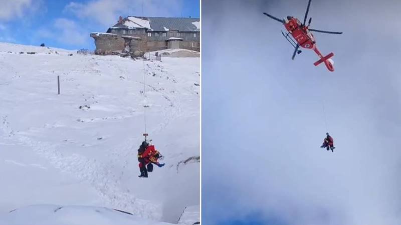 (VIDEO) Un constănțean a fost transportat la spital cu elicopterul după ce și-a fracturat piciorul în timpul unei drumeții pe Platoul Bucegi