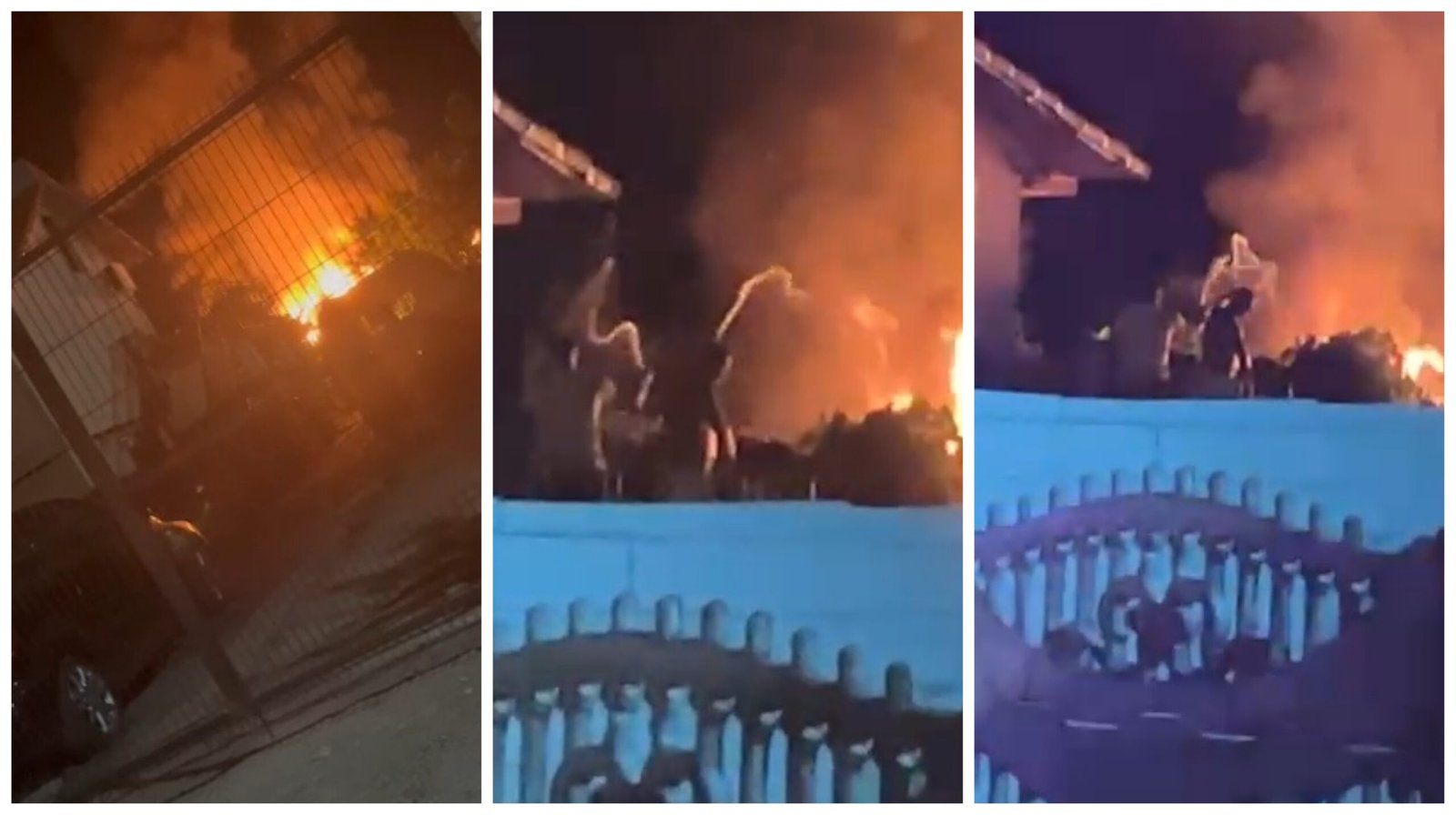 (VIDEO) Incendiu la o casă din Mangalia. Oamenii încercă să stingă flăcările, în așteptarea pompierilor