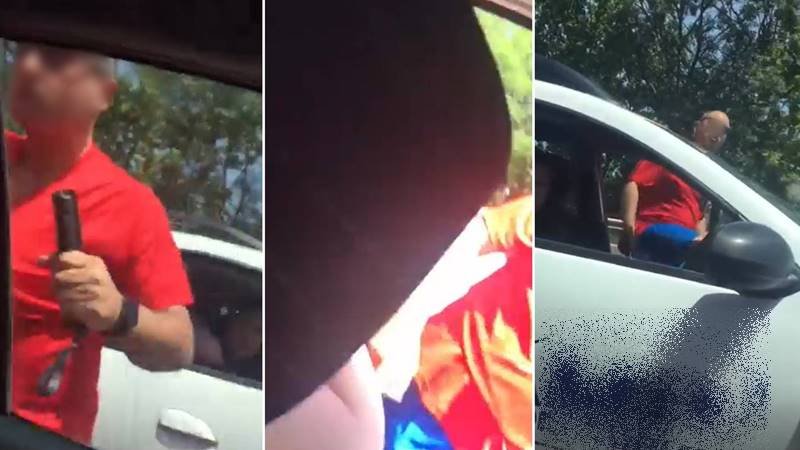 (VIDEO) Scandal în trafic, în Lazu. Un bărbat a fost surprins în timp ce lovește cu pumnii într-o mașină: „Domne, suntem cu copiii în mașină!” – oamenii legii îl caută pe agresor