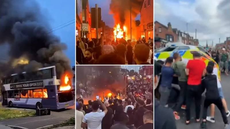 MAE confirmă implicarea unei familii de români în violențele din Leeds: un autobuz a fost incendiat și o mașină de poliție a fost răsturnată