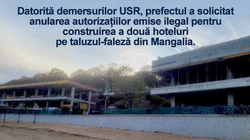 USR Constanța: „Autorizațiile ilegale de construire pe taluzul din Mangalia vor fi anulate!”