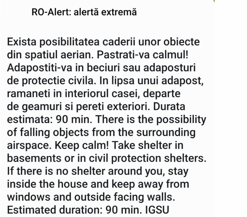 Rusia a atacat Ucraina la graniţa cu România. Mesaj RO-Alert pentru Tulcea şi Constanţa: Pot cădea obiecte din spaţiul aerian. Adăpostiţi-vă în beciuri sau adăposturi de protecţie civilă