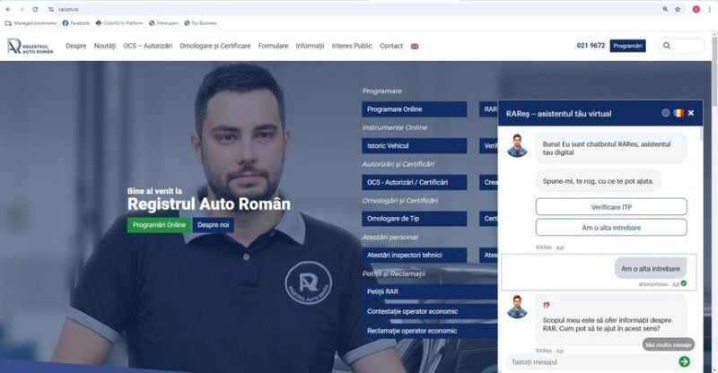 Registrul Auto Român anunţă că a lansat Chatbotul RAReş. Publicul poate accesa mai ușor informaţii tehnice