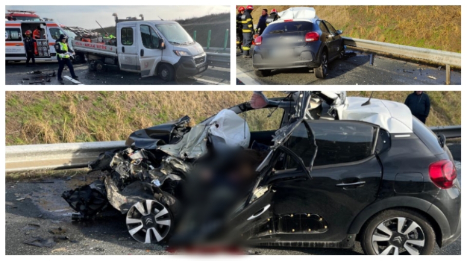 (FOTO) Tragedie pe Autostrada Soarelui: o femeie a murit în urma unui accident între o mașină și o autoutilitară