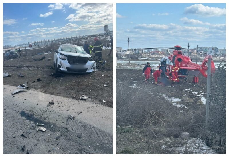 Imagini de la accidentul grav dintre Lumina și Năvodari: a fost chemat şi elicopterul SMURD