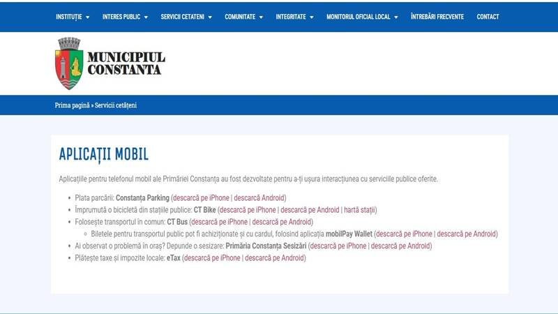 Primăria Constanța pune la dispoziția cetățenilor aplicații de mobil pentru a facilita accesul la serviciile publice disponibile