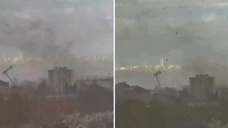 (VIDEO) Tornadă violentă lângă Paris: un mort și 10 răniți. Mai multe macarale s-au prăbușit peste casele oamenilor