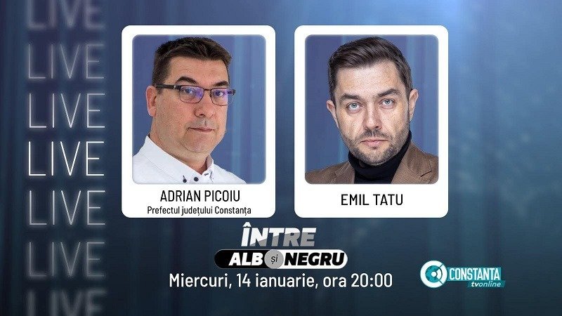 Prefectul Adrian Picoiu, față în față cu constănțenii, miercuri, la emisiunea „Între alb și negru”, moderată de Emil Tatu pe Constanța TV