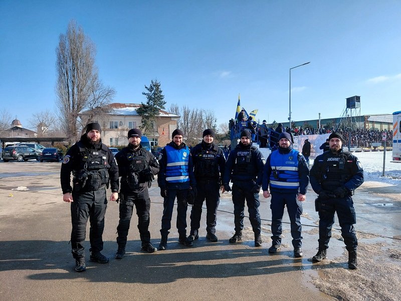 Jandarmii de la Gruparea Tomis, mobilizați la meciul Farul-Craiova, de pe stadionul „Gheorghe Hagi”