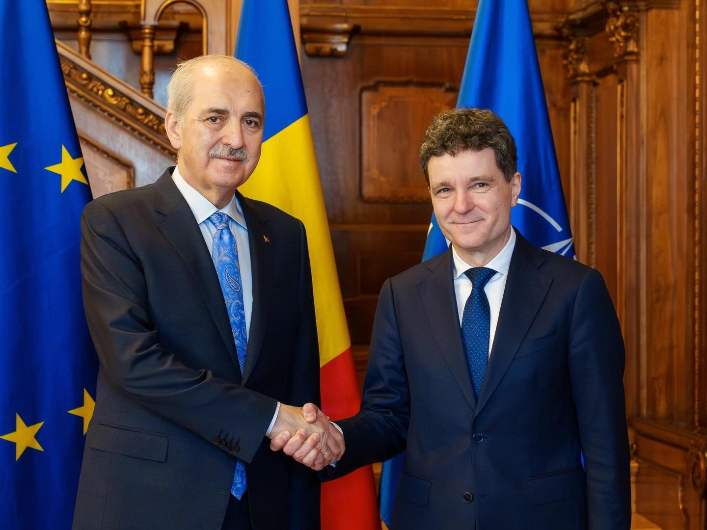 Nicușor Dan și Numan Kurtulmuş, președintele Marii Adunări Naționale a Turciei, au disutat despre Marea Neagră și NATO