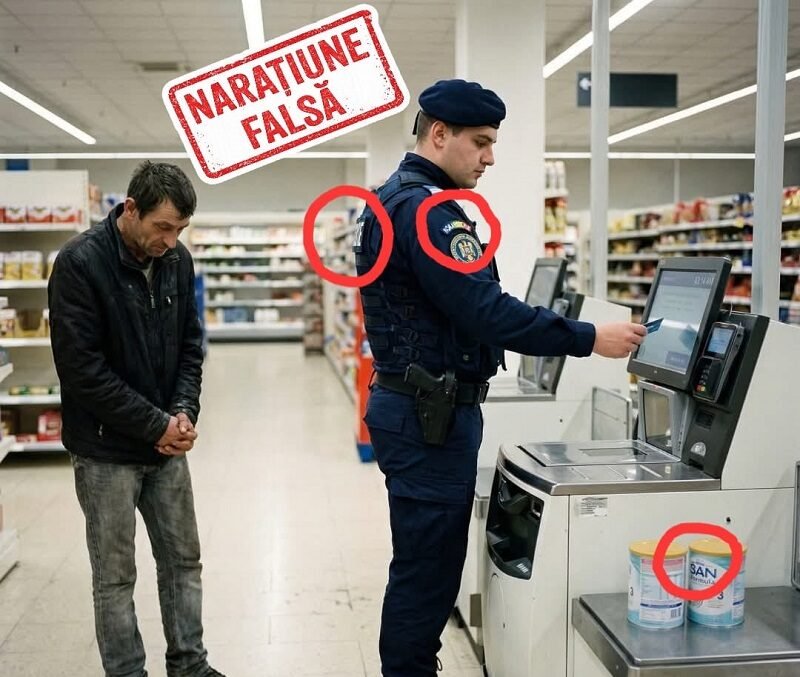 Povestea tatălui care ar fi furat lapte și a fost „iertat” de jandarm, demontată. Este dezinformare!